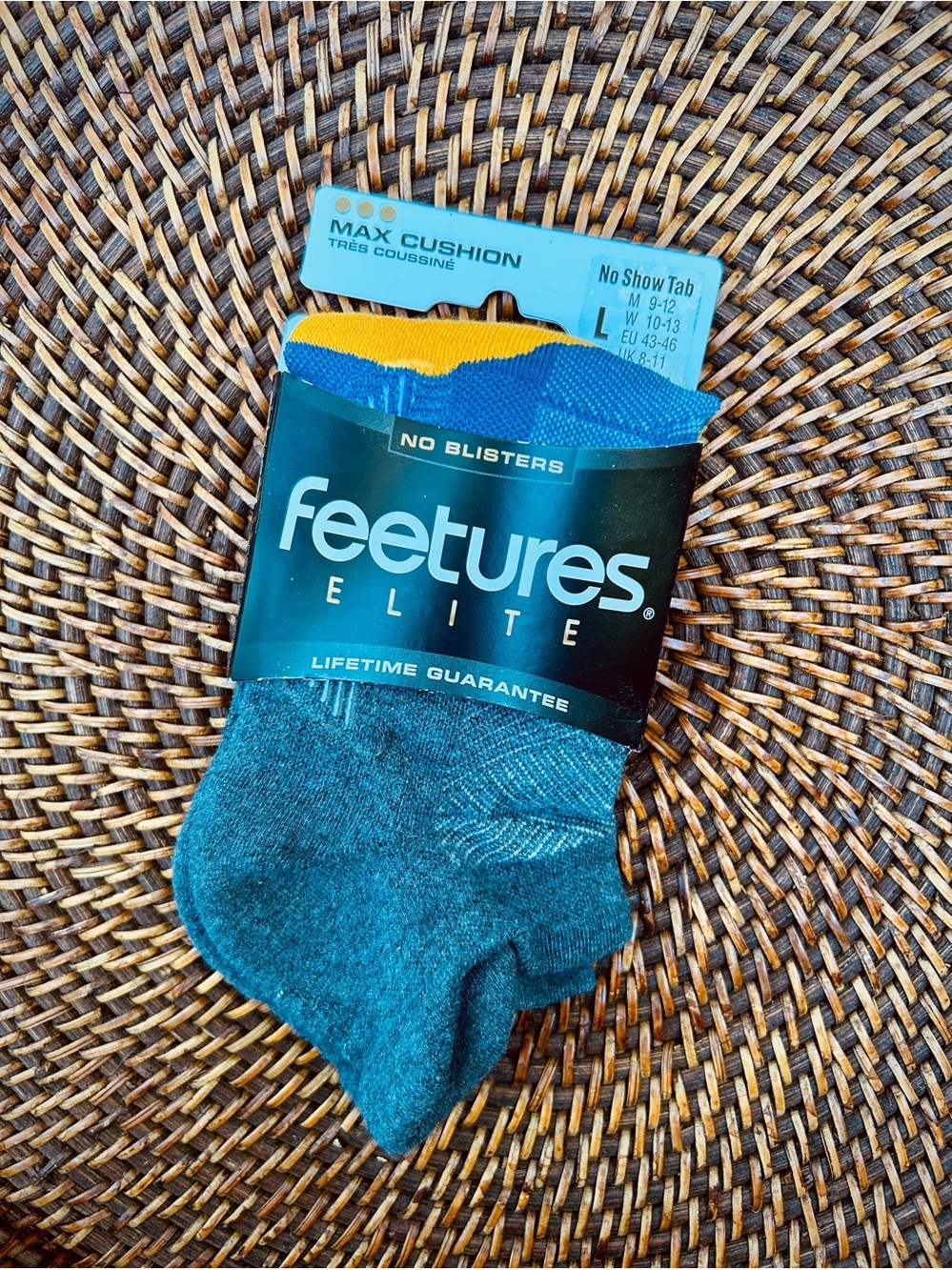 Elite Max Cushion No-Show Socks - Teal/Yellow